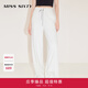 MISS SIXTY春款休閑褲女寬松針織白色褲子簡(jiǎn)約百搭運動(dòng)風(fēng)闊腿褲子 白色 S