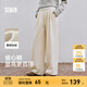 森馬（Semir）休閑褲女冬季寬松打褶仿呢闊腿褲垂感2025新款百搭慵懶糯米褲 白色調00411 L