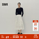 森馬（Semir）半身裙女高腰松緊腰寬松A字塔裙優(yōu)雅顯高秋花邊長(cháng)裙溫柔甜美 本白10102 M