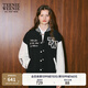 Teenie Weenie小熊春季學(xué)院風(fēng)休閑紅色棒球服保暖棉服棉襖外套女裝 黑色 L (170)