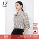玖姿·安娜蔻印花襯衫女裝春夏款復(fù)古風(fēng)休閑五分袖polo領(lǐng)襯衫 花咖啡 L