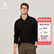 哈吉斯（HAZZYS）男裝翻領(lǐng)上衣休閑通勤純色長(cháng)袖ABTZE0BCF01 黑色BK 175/96A48