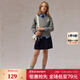 E·LAND KIDS衣戀冬季新品女童學(xué)院風(fēng)V領(lǐng)刺繡針織毛衣 D/Grey深灰色/17 165 (M)