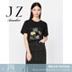 玖姿·安娜蔻【草目系列】珠片刺繡OVERSIZE休閑T恤女夏款 經(jīng)典黑-第三批-KWFX83236 2XL