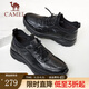 駱駝（CAMEL）免系商務(wù)運動(dòng)皮鞋套腳一腳蹬休閑百搭通勤男鞋 G13A209167  黑色 42