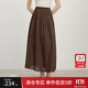 范思藍恩立體塔克線(xiàn)高腰顯瘦傘裙女2025夏新款A字大擺半身裙2738 咖啡色 L