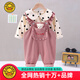 G.DUCKKIDS小黃鴨女童背帶褲套裝春秋季2023新款洋氣嬰兒童衣服寶寶秋裝背帶 LFL長(cháng)袖背帶褲二紫色 90