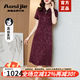 奧絲婕（Aosijie）高端品牌真絲連衣裙改良款旗袍女2025夏季新款桑蠶絲喜婆婆婚宴裝 酒紅 XL (115-125斤左右)