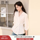 香影白色襯衫女2025秋季新款襯衣高級感職場(chǎng)v字翻領(lǐng)掐腰法式上衣 白色 M 160/84A/95-110斤