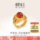 明牌珠寶 足金古法黃金吉祥鴻運瑪瑙開(kāi)口蝴蝶戒指AFM0352工費1600 足金戒指 約15.04克
