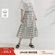 茵曼黑白格鹽縮肌理半身裙2025夏季女裝新款不規(guī)則松緊腰a字裙子 黑白格 XL