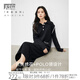 對白法式POLO領(lǐng)黑色針織連衣裙女秋冬2024新款撞色繡花高級(jí)感裙子 靜謐黑 L