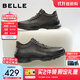 百麗厚底增高健步鞋男25秋新抓紋牛皮戶(hù)外休閑運動(dòng)鞋A2215CM5【預售】 黑色 41 (255mm)