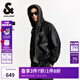 杰克·瓊斯（JACK&JONES）25年男裝秋冬潮流美式街頭風(fēng)重磅PU連帽棉服男仿皮衣短款棉衣外套 黑色E40 L 180