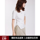 ELLE白色不規(guī)則優(yōu)雅圓領(lǐng)短袖女2025夏新款設(shè)計感時尚通勤顯瘦T恤 白色 M