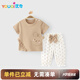優(yōu)奇女寶寶夏裝嬰兒短袖長褲套裝防蚊褲女童分體家居服睡衣空調(diào)服
