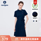 Navigare意大利小帆船短袖連衣裙女士夏季棉質(zhì)斜領(lǐng)裙子時(shí)尚顯瘦半袖a字裙 海軍藍 S 碼