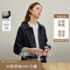 茵曼拼接條紋原色短牛仔外套2025秋女裝新款復(fù)古上衣 深牛仔藍(lán) S