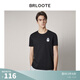 Brloote/巴魯特男士短袖T恤棉舒適時(shí)尚休閑個(gè)性印花圓領(lǐng)休閑T恤衫男夏季 黑色9 180/100A