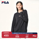 FILA 斐樂(lè)女裝衛(wèi)衣男女同款套頭衛(wèi)衣秋冬情侶款休閑加絨保暖長(zhǎng)袖上衣 正黑色-BK 180/100A/XL