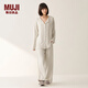 無(wú)印良品（MUJI）女式柔軟針織前開(kāi)睡衣套裝女士家居服女款女裝25年秋季 FD32CC5A 象牙白色 S -M 上裝160/84A 下裝160/66A