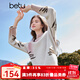 百圖betu女裝冬季新款毛衣半高領(lǐng)國風(fēng)紗線(xiàn)提花落肩袖毛衣2411T44 杏色 M