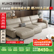 顧家家居（KUKA）電動(dòng)沙發(fā)床大黑牛頭層牛皮沙發(fā)客廳羽毛填充1220卡其色3人位2.8M