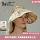She's茜子盧梭假日藝術(shù)刺繡大檐空頂帽女夏季遮陽(yáng)帽防曬帽太陽(yáng)帽貝殼帽 春碧綠D0（花色隨機(jī)）