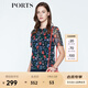 PORTS寶姿 新品商場(chǎng)同款女裝 夏季新品紅花藍(lán)屋荷葉邊領(lǐng)上衣 丈青印花 S (4)