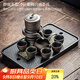 唐豐紫陶功夫茶具紫砂復古蓋碗茶杯家用茶壺套裝石磨懶人防燙泡茶神器 靜窗茶盤(pán)(小)+紫陶自動(dòng)茶具