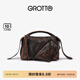GROTTO個樂翻領(lǐng)包mini真皮輕便手提單肩斜挎包手機包小包禮物 焦木棕 mini