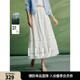 ELLE白色蕾絲鏤空半身裙女2025秋新款萊賽爾天絲優(yōu)雅小眾a字長(cháng)裙 白色 L