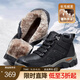 駱駝（CAMEL）高幫登山鞋男款新款冬季加絨真皮防寒保暖戶(hù)外徒步鞋男 G13W307083 黑色【絨里】 40