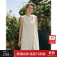 范思藍(lán)恩蝴蝶結(jié)飄帶壓褶連衣裙女夏季2025新款七夕送老婆修身顯瘦裙子2622 奶黃色 L