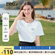百圖betu女裝2025夏季新款T恤撞色狗牙邊精致繡花棉感短袖上衣2503T24 白色 L