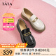 他她（TATA）英倫厚底樂(lè)福鞋女鞋淺口單鞋小皮鞋秋季新款WIZ12CA4 黑色 38