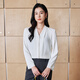 職場(chǎng)優(yōu)雅知性長(cháng)袖襯衫女內搭單穿職業(yè)白色襯衣工裝通勤工作服上衣 白色V領(lǐng)長(cháng)袖襯衫 L （建議105-115斤）