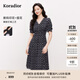 珂萊蒂爾2025夏季新款復古波點(diǎn)連衣裙女V領(lǐng)短袖經(jīng)典裙子 黑色 L