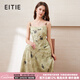 愛(ài)特愛(ài)（EITIE）【新中式印花吊帶裙】2025夏季新款氛圍感大裙擺女裙子B2507610 墨綠41 L (165)