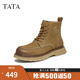 他她（TATA）復(fù)古英倫風(fēng)馬丁靴男士增高真皮短靴2024冬季新款VKT01DD4 土黃（單里） 40