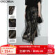 COCOBELLA[浮金碎影]新中式燙金網(wǎng)紗半身裙夏開(kāi)叉長(cháng)裙HS0028 黑金 S