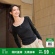 森馬（Semir）長(cháng)袖T恤女短款撞色打底衫簡(jiǎn)約風(fēng)秋季假兩件修身衣服101524101005