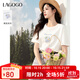 LAGOGO簡(jiǎn)約印花圓領(lǐng)T恤女拉谷谷2025年夏季新款清爽通勤百搭小白t 本白色 M