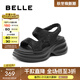 百麗（Belle）時(shí)尚閃耀水鉆休閑涼鞋女厚底增高涼鞋B2727BL5 黑色 37 (235mm)