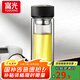 富光雙層玻璃杯水杯男女車載家用高硼硅玻璃杯泡茶杯帶茶隔玻璃杯子 黑色 400ml 雙層玻璃直杯
