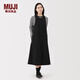 無(wú)印良品（MUJI）女式 易干平紋無(wú)袖連衣裙 女裝裙子長(cháng)裙背心裙25年冬季連身裙 黑色 M （160/84A）