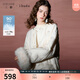 三彩【90白鵝絨】2025冬季新款珠片繡鵝絨服盤(pán)扣羽絨服女 米白色花卉 L 165/88A