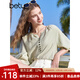 百圖betu女裝2025夏季新款襯衫七分袖麻料混紡插肩袖顯瘦襯衫2503T39 淺綠 XS