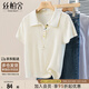 絲柏舍短袖針織衫2025夏裝新款女裝時尚簡約翻領(lǐng)套頭短款上衣