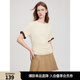 ELLE法式純色圓領(lǐng)設計感寬松短袖女2025夏季新款時尚優(yōu)雅通勤T恤 米黃 S
